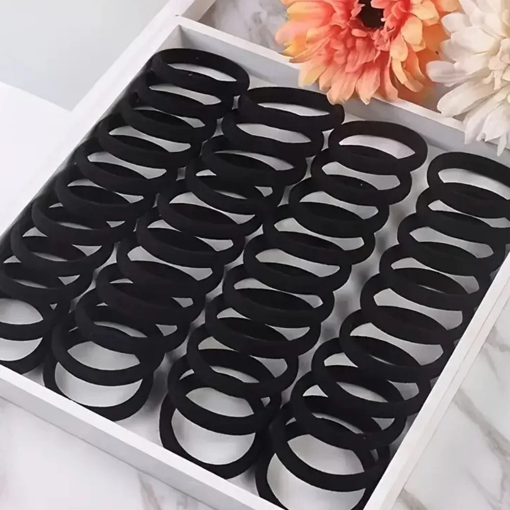 30 Pcs Simple Black Seamless Elastic Hair Ties‎